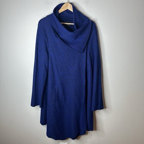 Phase Eight Cardigan 16 Blue Long Oversized Cowl Pockets Wrap Steampunk Wool - Picture 1 of 13
